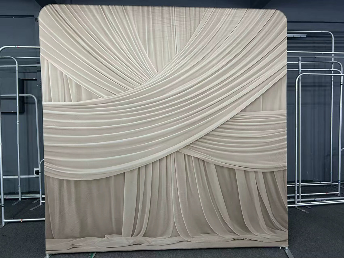 Ivory Drapery Event Realms photo booth backdrop — actual backdrop sample