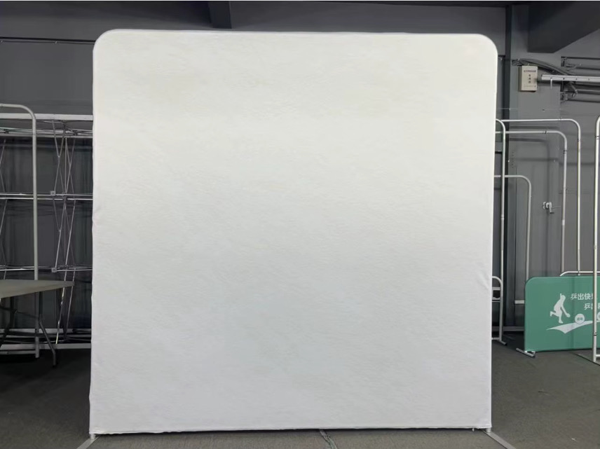 Classic White Event Realms photo booth backdrop — actual backdrop sample