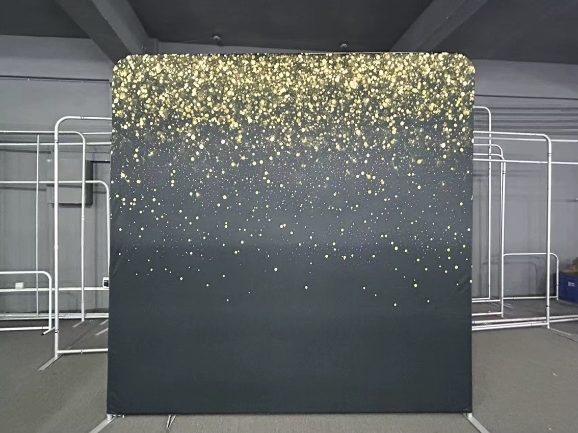 Midnight Gold Event Realms photo booth backdrop — actual backdrop sample